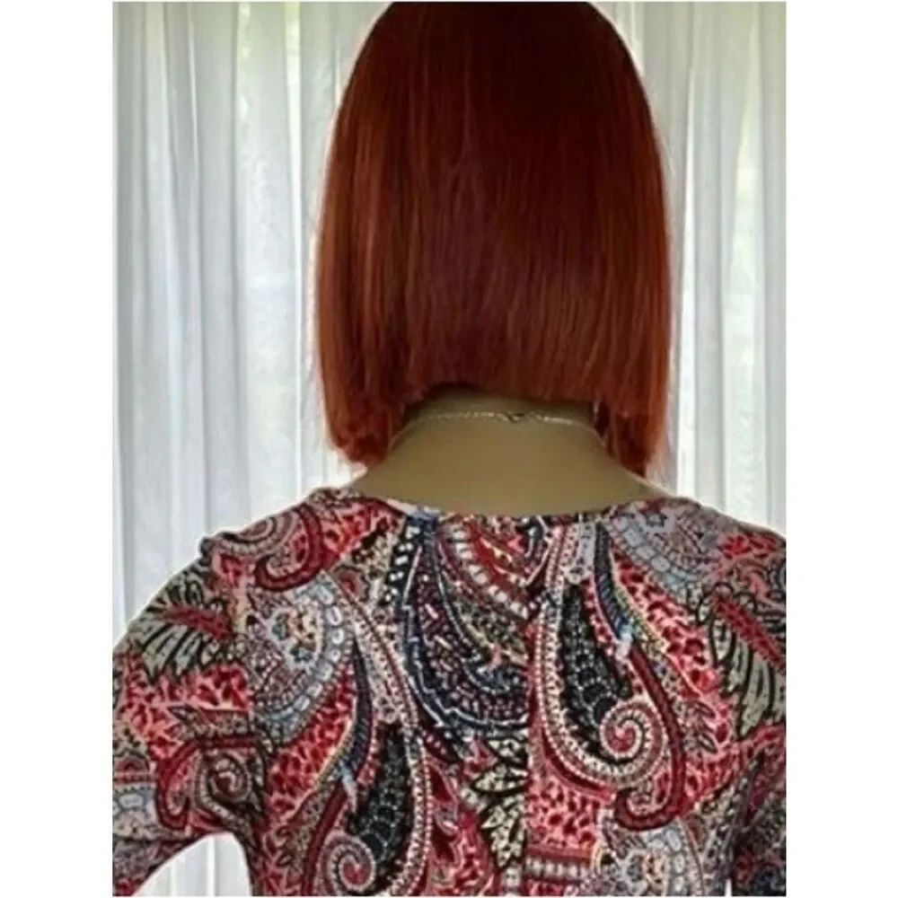 Amazon Red Bob Wig with Bangs - Straight Synthetic Hair